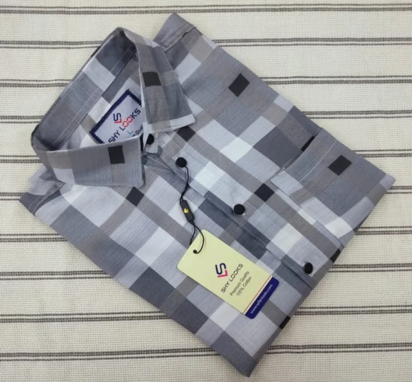 Luxury China Magnet Cotton Stripped full Sleeve Print Shirt-1400A