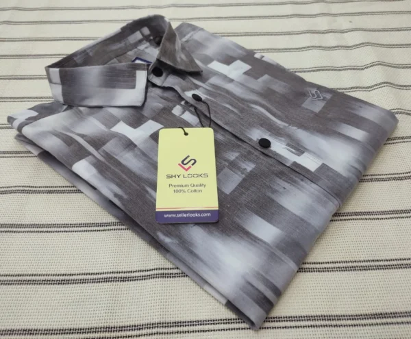 Luxury China Magnet Cotton Stripped full Sleeve Print Shirt-1400A