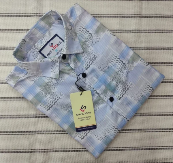 Luxury China Magnet Cotton Stripped full Sleeve Print Shirt-1400A