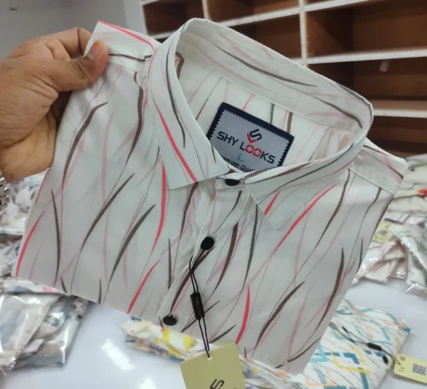 Luxury China Magnet Cotton Stripped full Sleeve Print Shirt-1400A