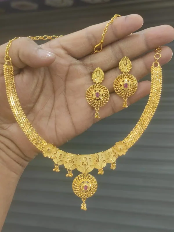 Indian Original Forming 1.5 Gram Gold Plated Jewelry Set for Women-2100A