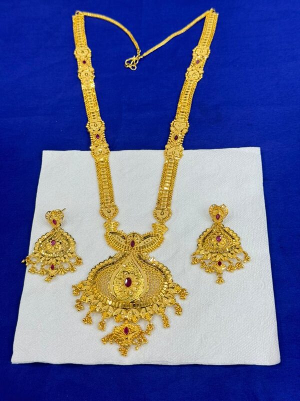 Indian Original Forming 1.5 Gram Gold Plated Bridal Jewelry Set-14200A