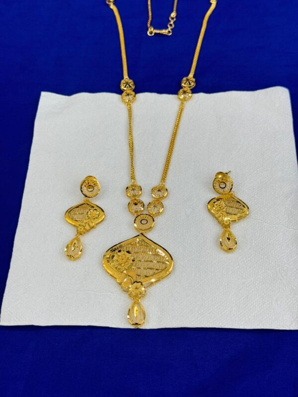 Indian Original Forming 1.5 Gram Gold Plated Bridal Jewelry Set-14200A