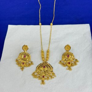 Indian Original Forming 1.5 Gram Gold Plated Bridal Jewelry Set-14200A