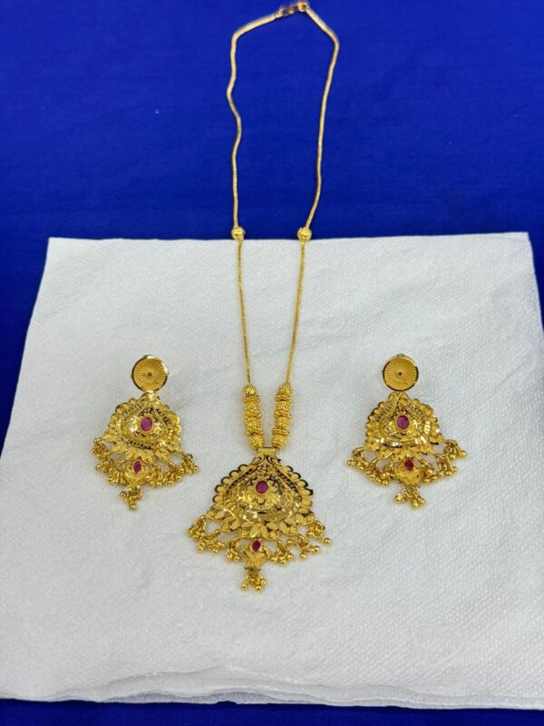 Indian Original Forming 1.5 Gram Gold Plated Bridal Jewelry Set-14200A