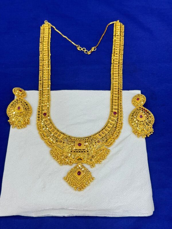 Indian Original Forming 1.5 Gram Gold Plated Bridal Jewelry Set-14200A