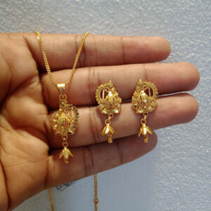 Simple Gold plated jewelry- locket-earring-chain for women-700A